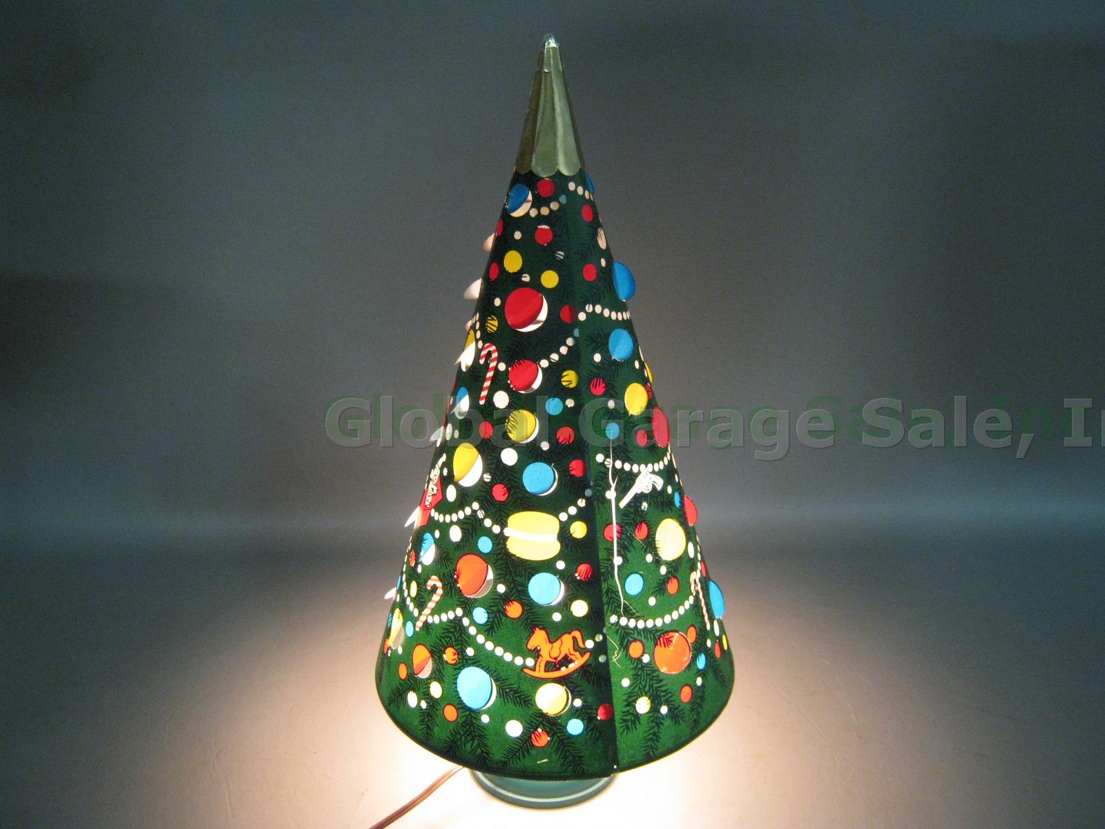 Vtg 50s Goodman Illuminated Rotating Christmas Tree Motion Lamp W/ Original Box! 1