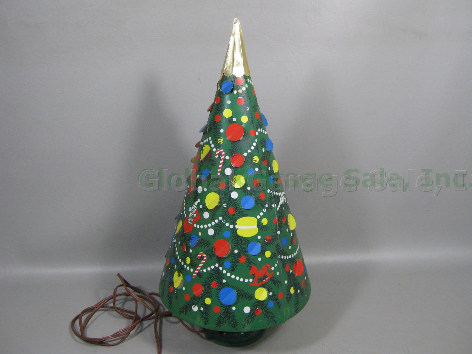 Vtg 50s Goodman Illuminated Rotating Christmas Tree Motion Lamp W/ Original Box! 3
