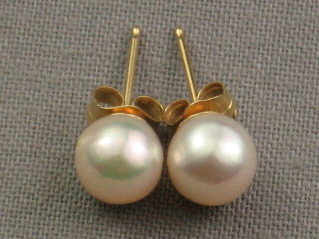 Vintage Antique Pearl Necklace Earring Set 14K 18K Gold 1