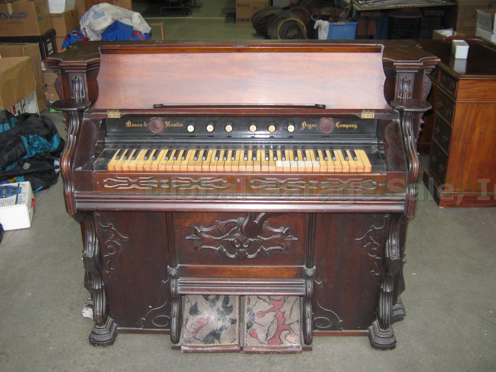Vtg Antique Mason Hamlin Resonant Case Reed Cabinet Pump Organ 302 #91489 1870