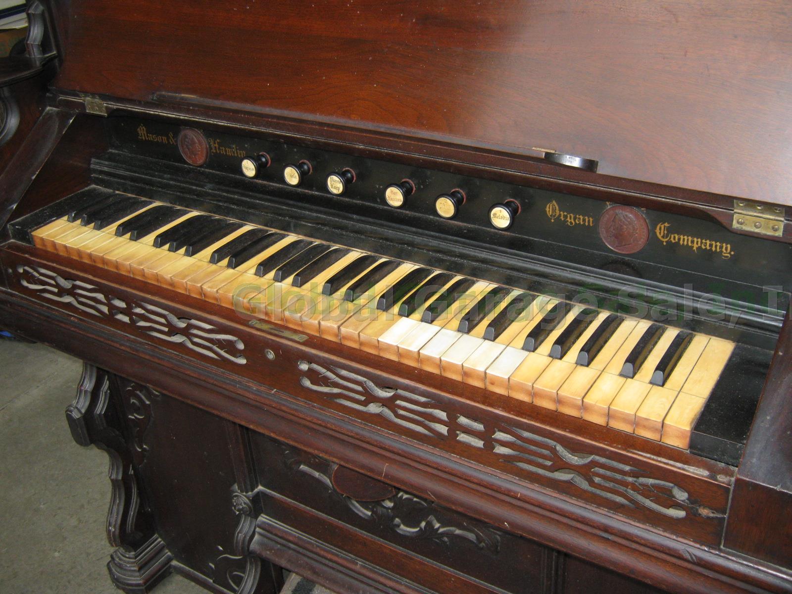 Vtg Antique Mason Hamlin Resonant Case Reed Cabinet Pump Organ 302 #91489 1870 1