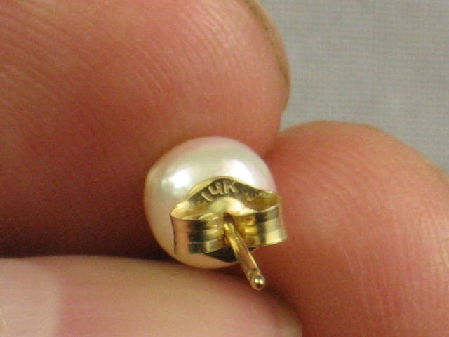 Vintage Antique Pearl Necklace Earring Set 14K 18K Gold 3