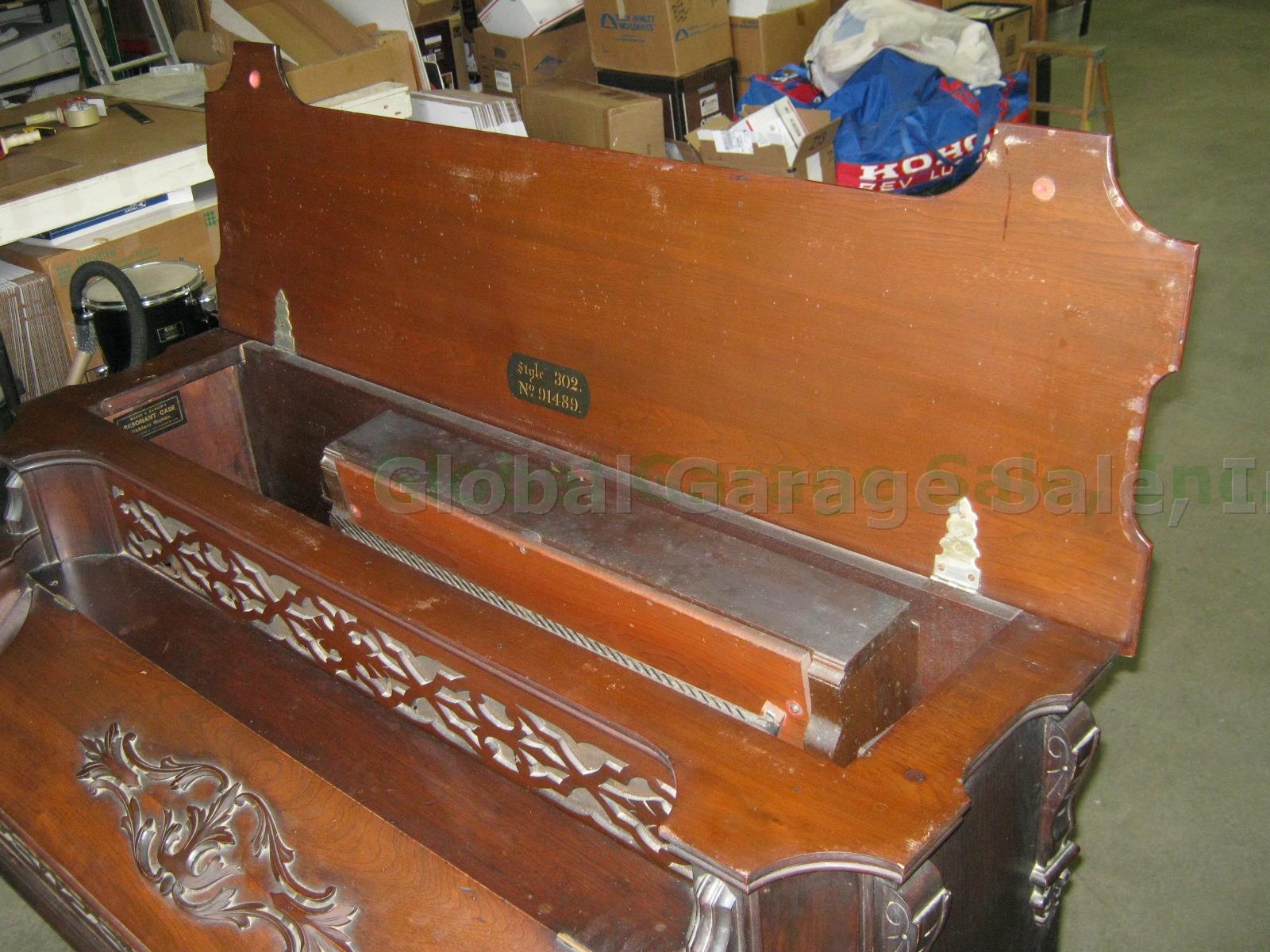 Vtg Antique Mason Hamlin Resonant Case Reed Cabinet Pump Organ 302 #91489 1870 5