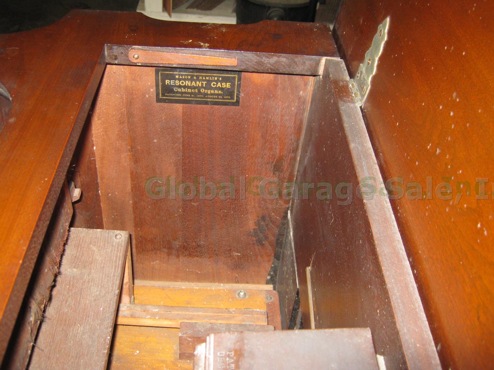Vtg Antique Mason Hamlin Resonant Case Reed Cabinet Pump Organ 302 #91489 1870 7