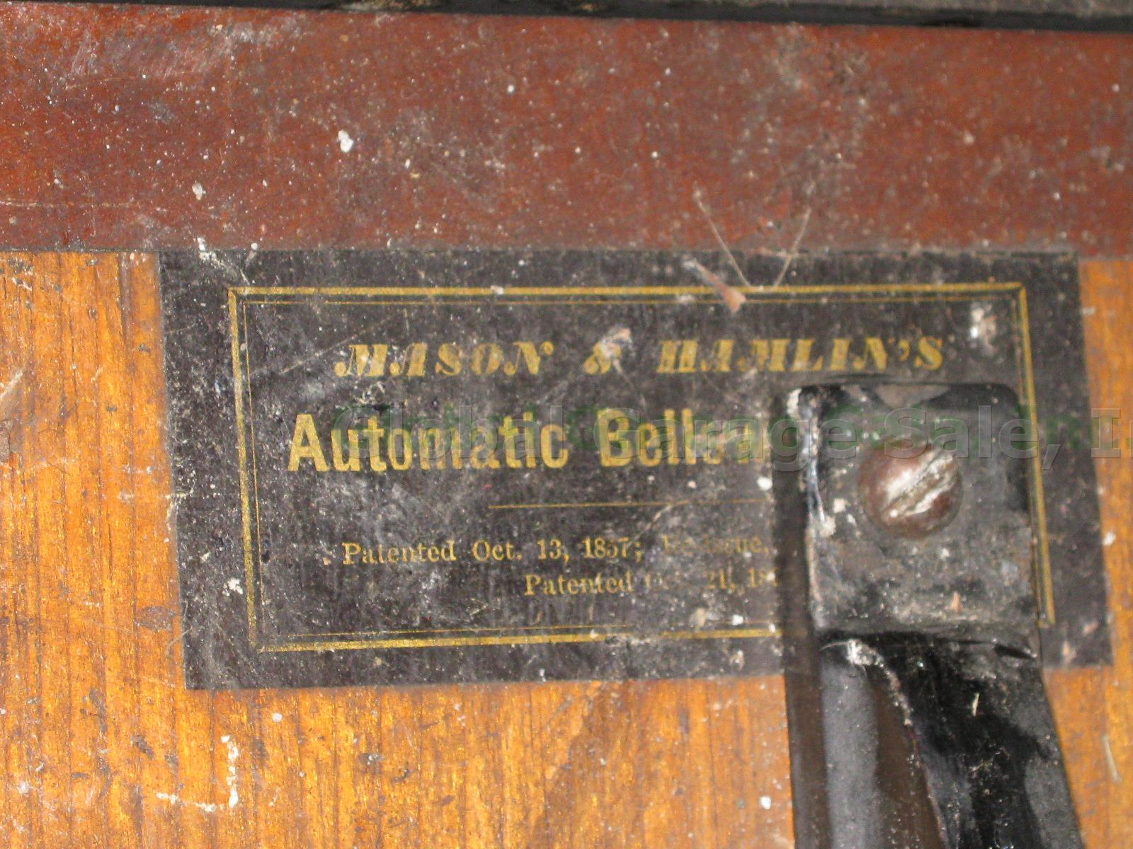 Vtg Antique Mason Hamlin Resonant Case Reed Cabinet Pump Organ 302 #91489 1870 10