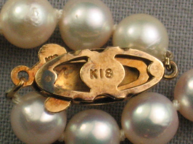 Vintage Antique Pearl Necklace Earring Set 14K 18K Gold 6