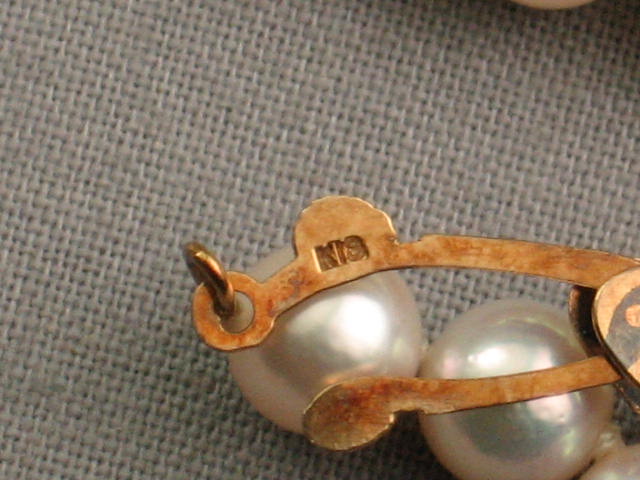 Vintage Antique Pearl Necklace Earring Set 14K 18K Gold 7