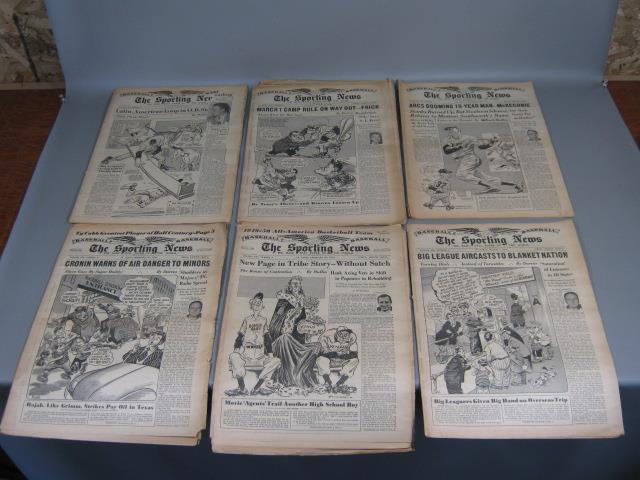 51 Vtg The Sporting News Lot 1950 Baseball Newspaper NY Yankees Boston Red Sox + 2
