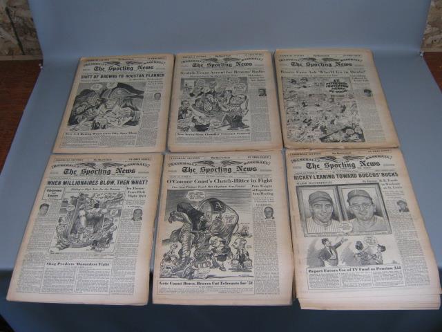 51 Vtg The Sporting News Lot 1950 Baseball Newspaper NY Yankees Boston Red Sox + 8