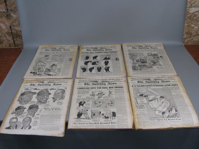 48 Vtg 1950s The Sporting News Lot 1955 Baseball Newspaper Willie Mays Yankees + 1