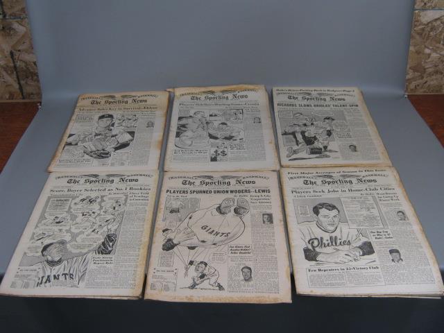 48 Vtg 1950s The Sporting News Lot 1955 Baseball Newspaper Willie Mays Yankees + 3