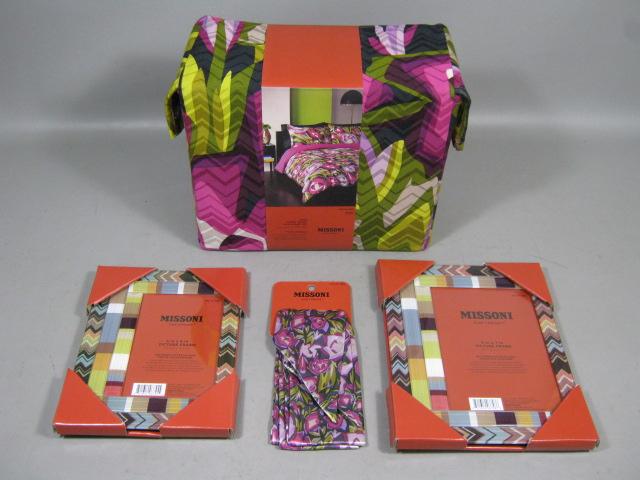 NEW Missoni Passione Purple King Duvet Cover Set w/Shams + Picture Frames +Scarf