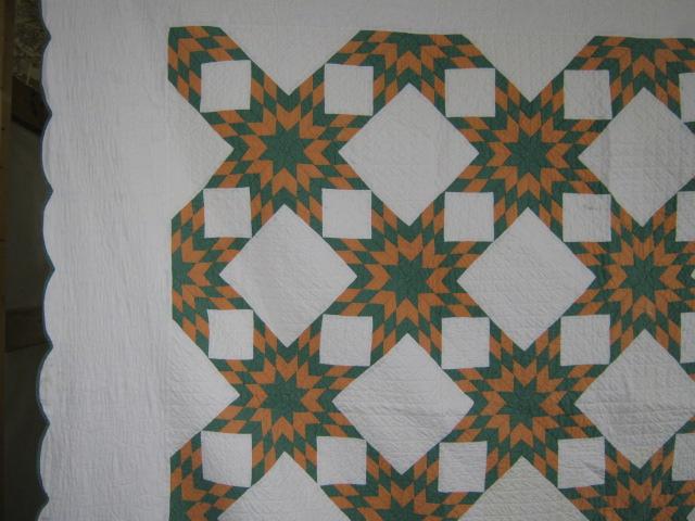 Antique Circa 1920 Hand Stitched Quilt Eight Point Touching Stars 74"X92" Twin 1