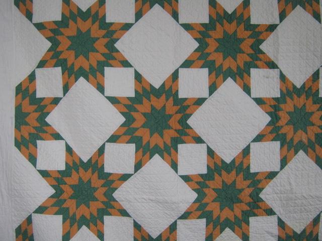 Antique Circa 1920 Hand Stitched Quilt Eight Point Touching Stars 74"X92" Twin 2