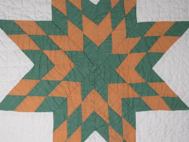 Antique Circa 1920 Hand Stitched Quilt Eight Point Touching Stars 74"X92" Twin 4