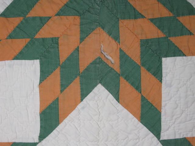 Antique Circa 1920 Hand Stitched Quilt Eight Point Touching Stars 74"X92" Twin 12