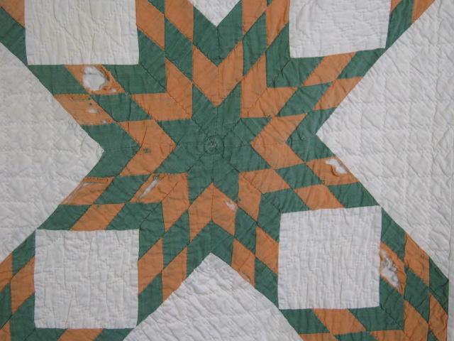 Antique Circa 1920 Hand Stitched Quilt Eight Point Touching Stars 74"X92" Twin 13
