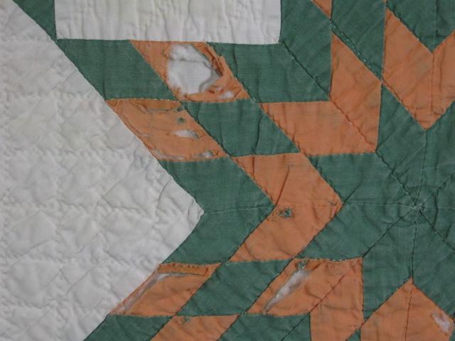 Antique Circa 1920 Hand Stitched Quilt Eight Point Touching Stars 74"X92" Twin 14