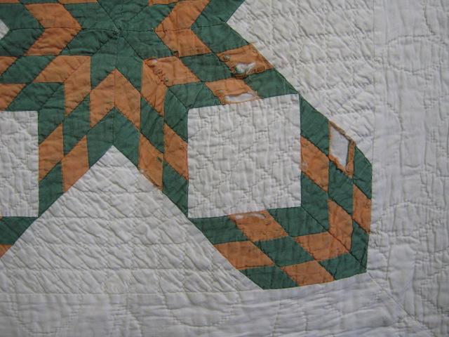 Antique Circa 1920 Hand Stitched Quilt Eight Point Touching Stars 74"X92" Twin 15