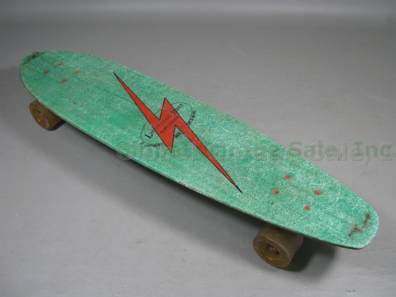 70s Lightning Bolt Unlimited Surf Fiberglass Skateboard Stocker Slick Sure Grip