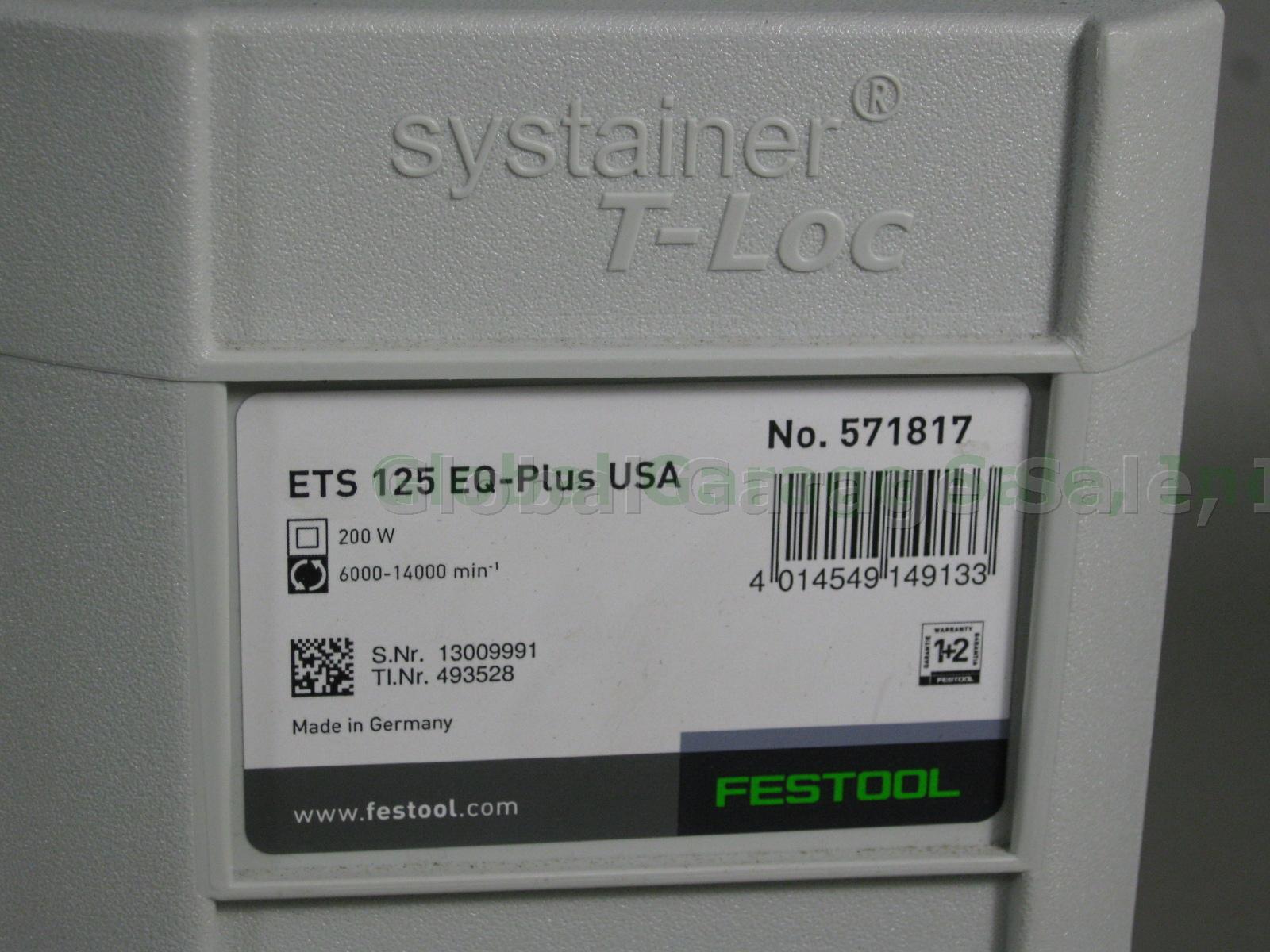 NEW! Festool ETS 125 EQ-Plus USA Random Orbit Sander w/ T-Loc Sustainer Case 7