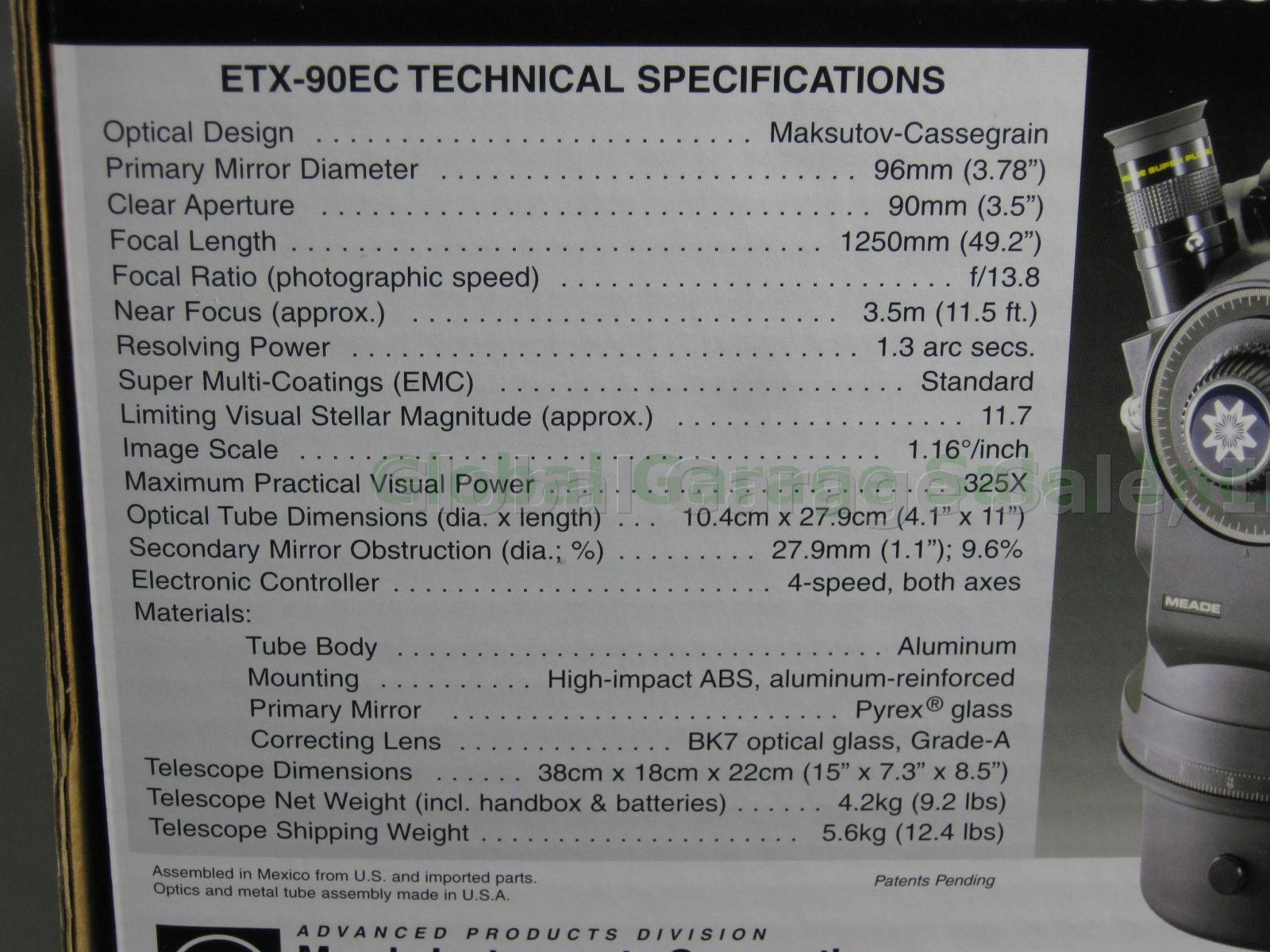 NEVER USED! Meade ETX 90EC Telescope Autostar Electronic Controller + Extras NR! 17