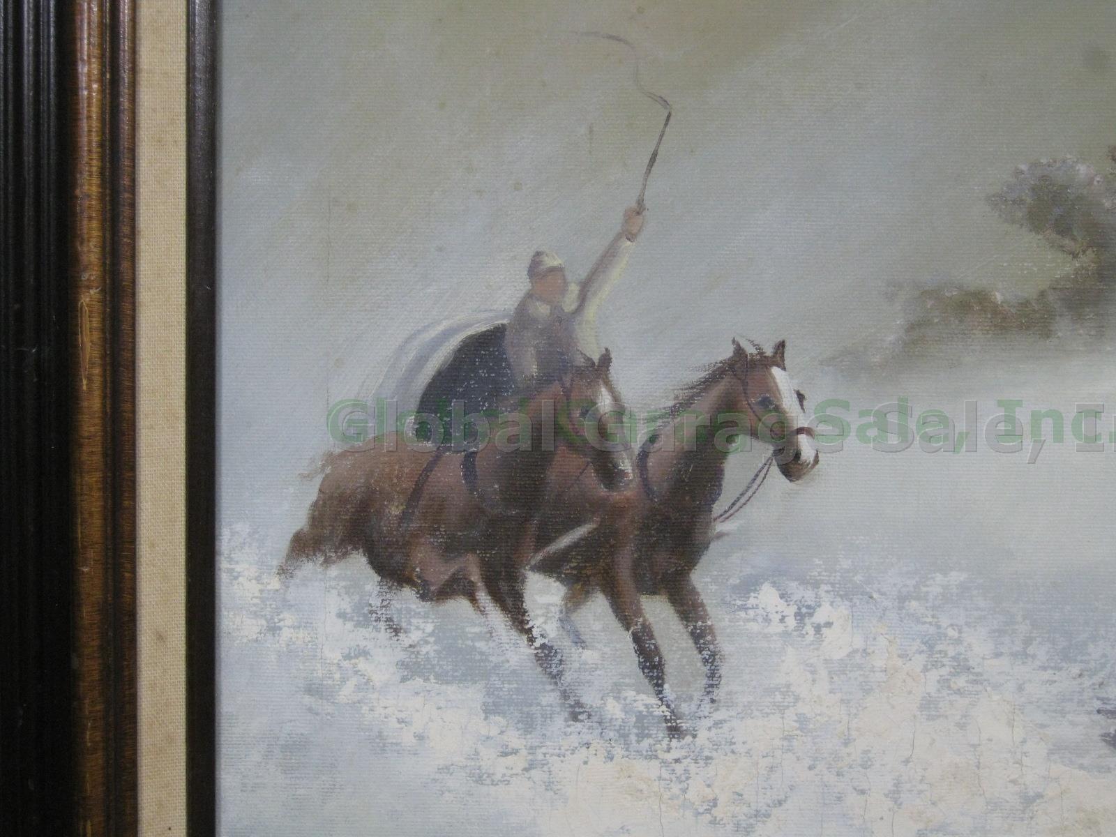 Original Traditional Galleries Artist Signed Oil Painting Horse Winter Askevold 1