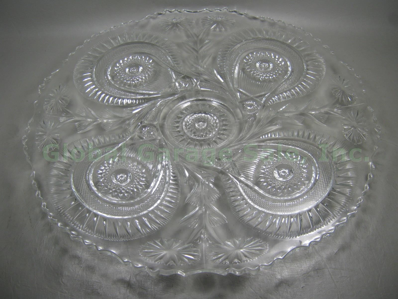 Vtg 15 Pc EAPG McKee Wiltec Glass Punch Bowl Set W/ Underplate Ladle 12 Cups Box 5