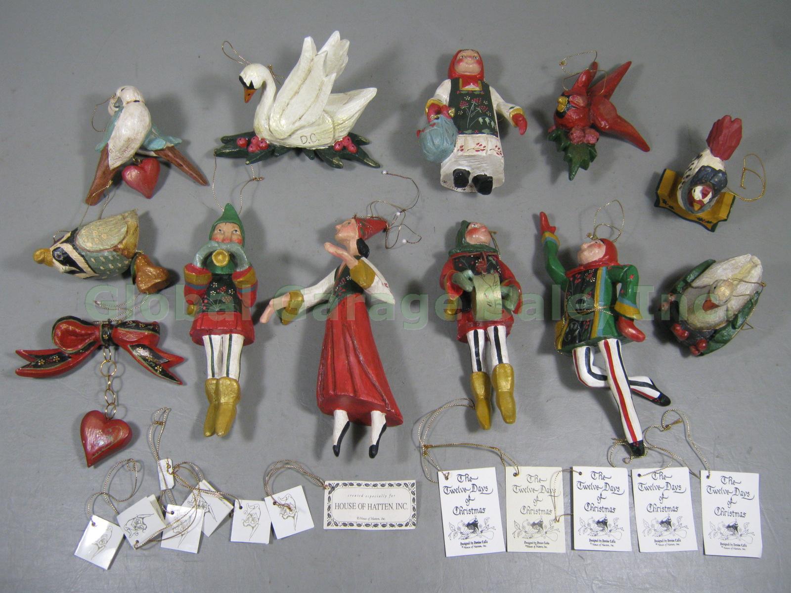 House of Hatten Complete Set 12 Days Of Christmas Ornaments Goose Turtle Hen +NR
