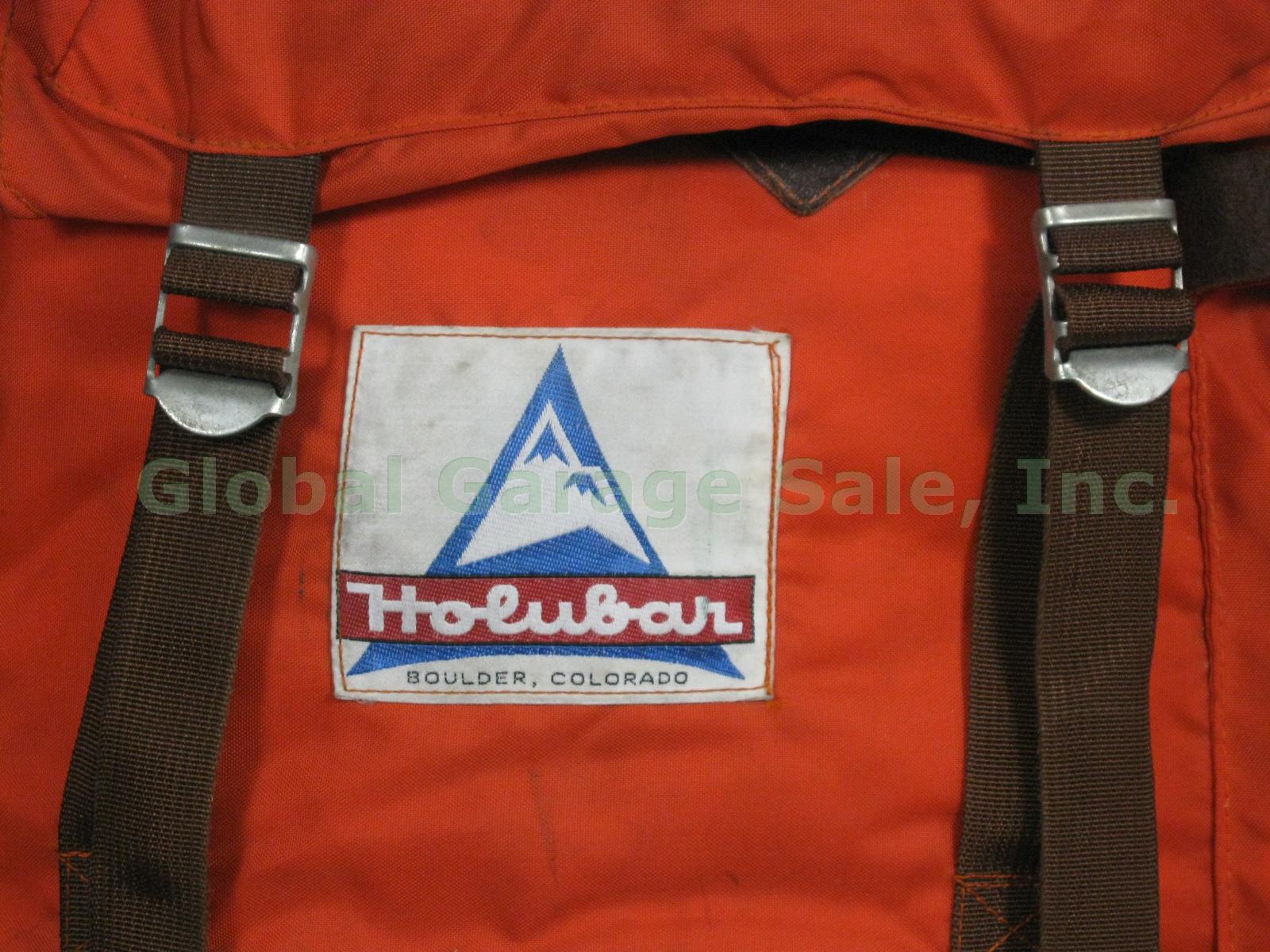 Rare Vtg Holubar Leather & Nylon Orange Internal Frame Backpack USA No Reserve! 1