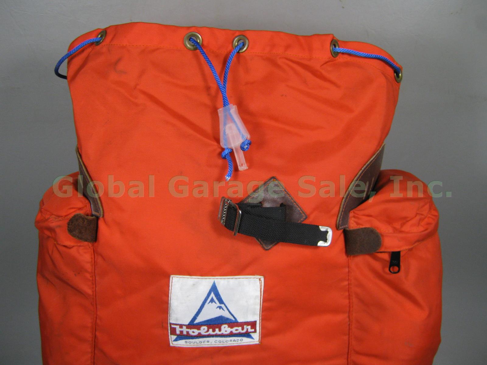 Rare Vtg Holubar Leather & Nylon Orange Internal Frame Backpack USA No Reserve! 2