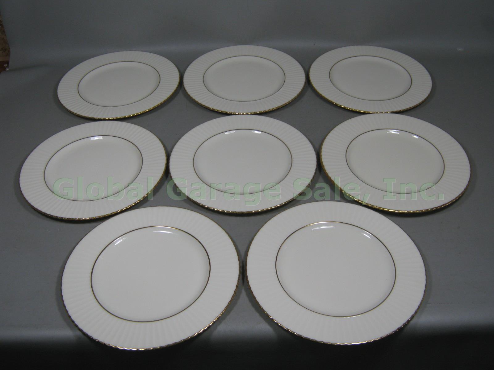 8 Lenox Gold Rim Trim Dinner Plates Set 11" Colonnade Temple Collection Citation