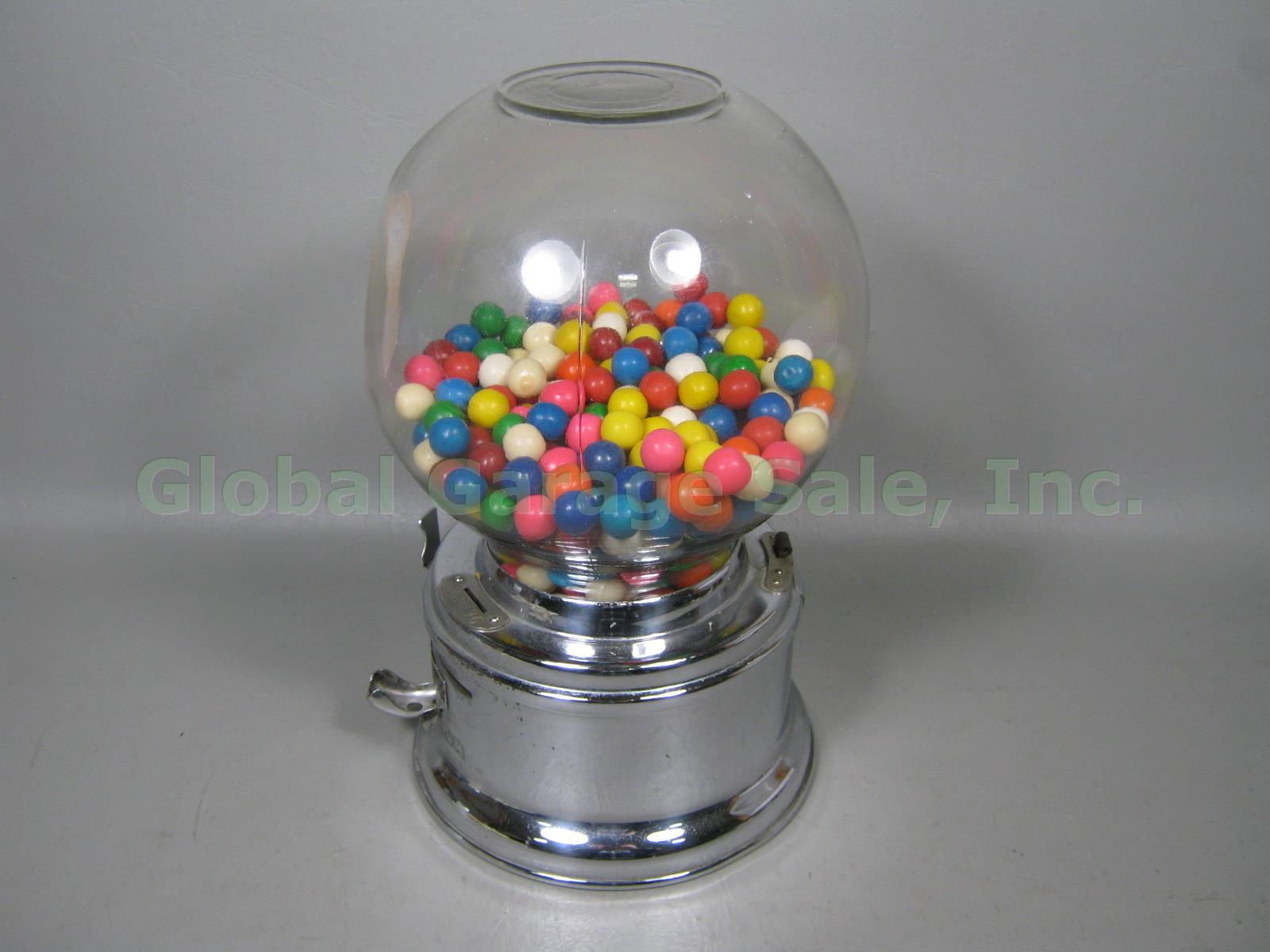 Vtg Ford 1 Cent Penny Gum Candy Gumball Vending Machine Dispenser Glass Globe NR 3