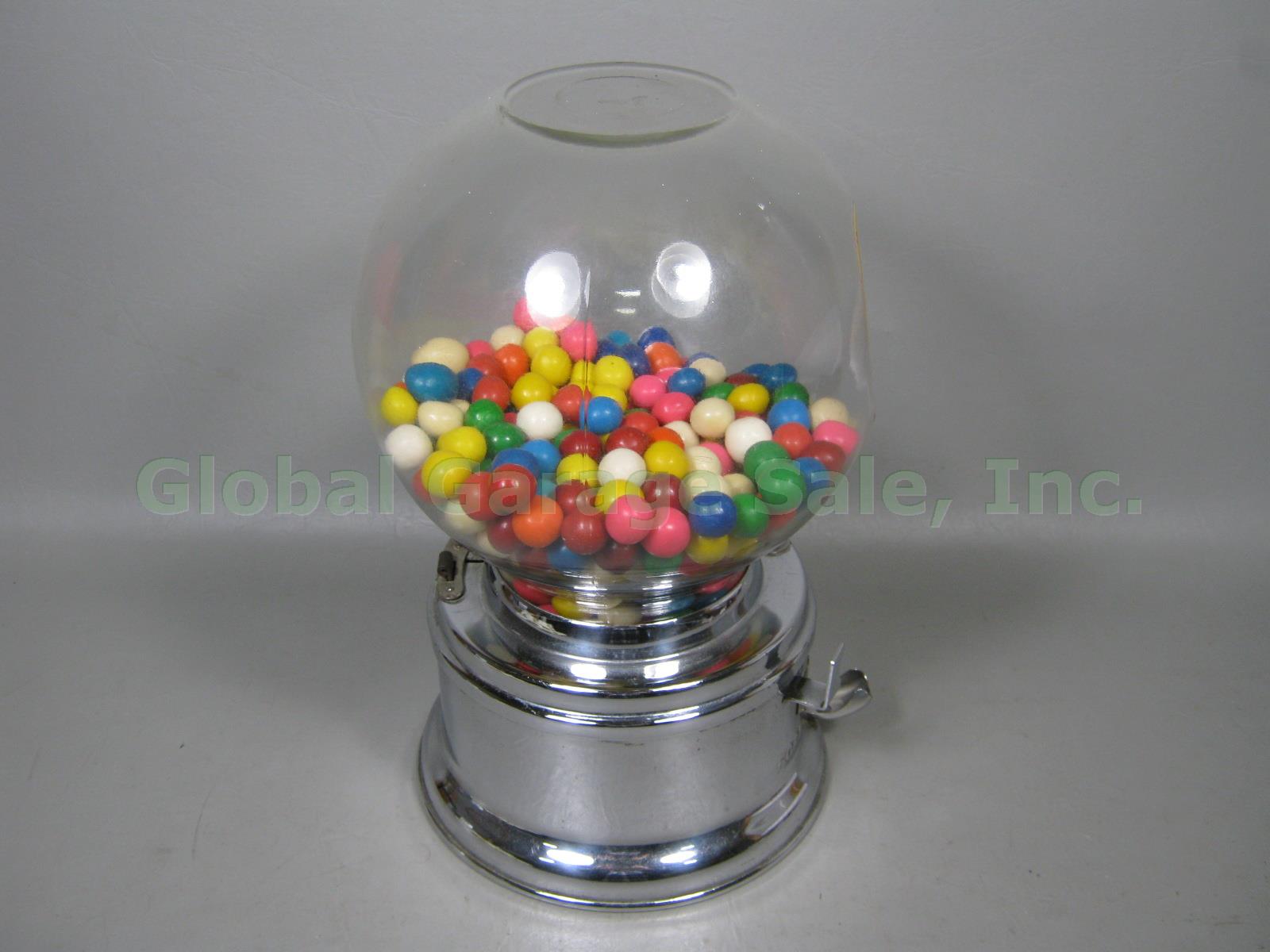 Vtg Ford 1 Cent Penny Gum Candy Gumball Vending Machine Dispenser Glass Globe NR 5