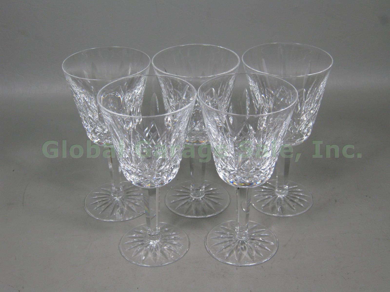 5 Waterford Crystal Lismore Claret Wine Glasses 5-7/8" Original Owner Bought New