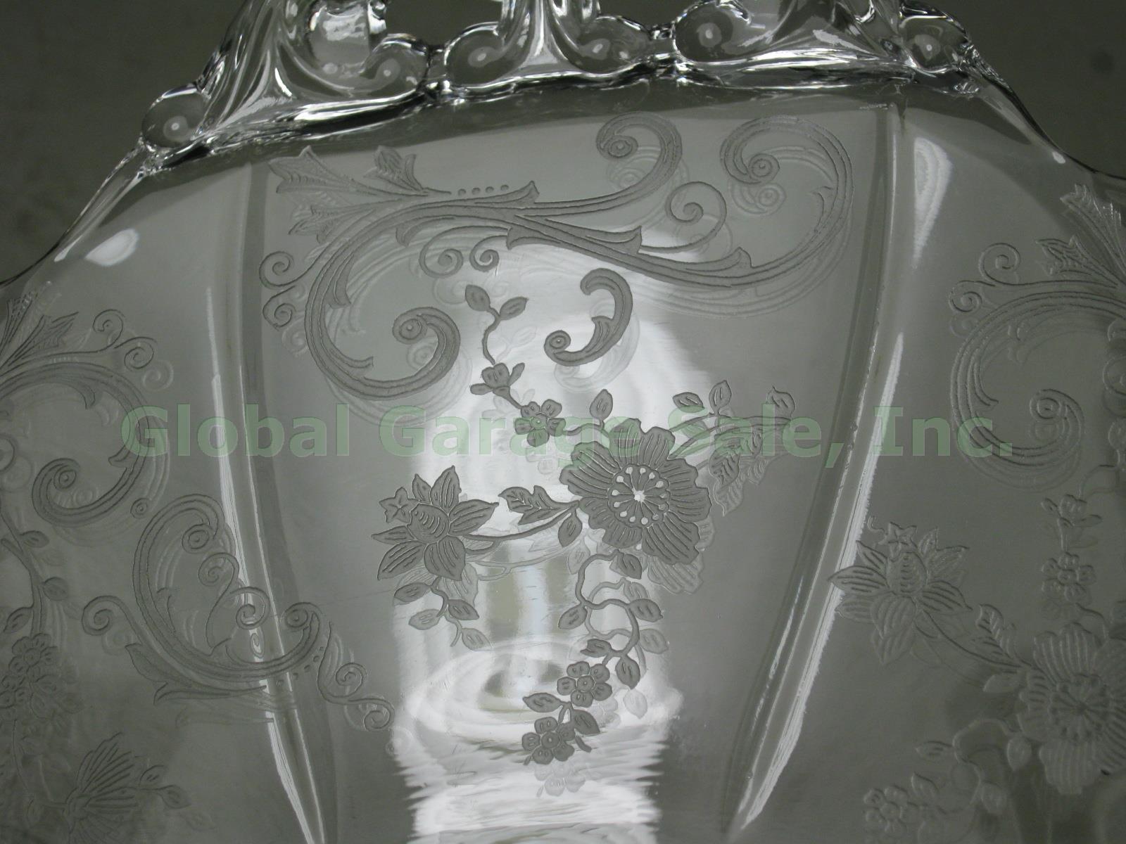 Cambridge Chantilly Etched Glass Serving Bowl Dish Handled Cake Plate Platter NR 4