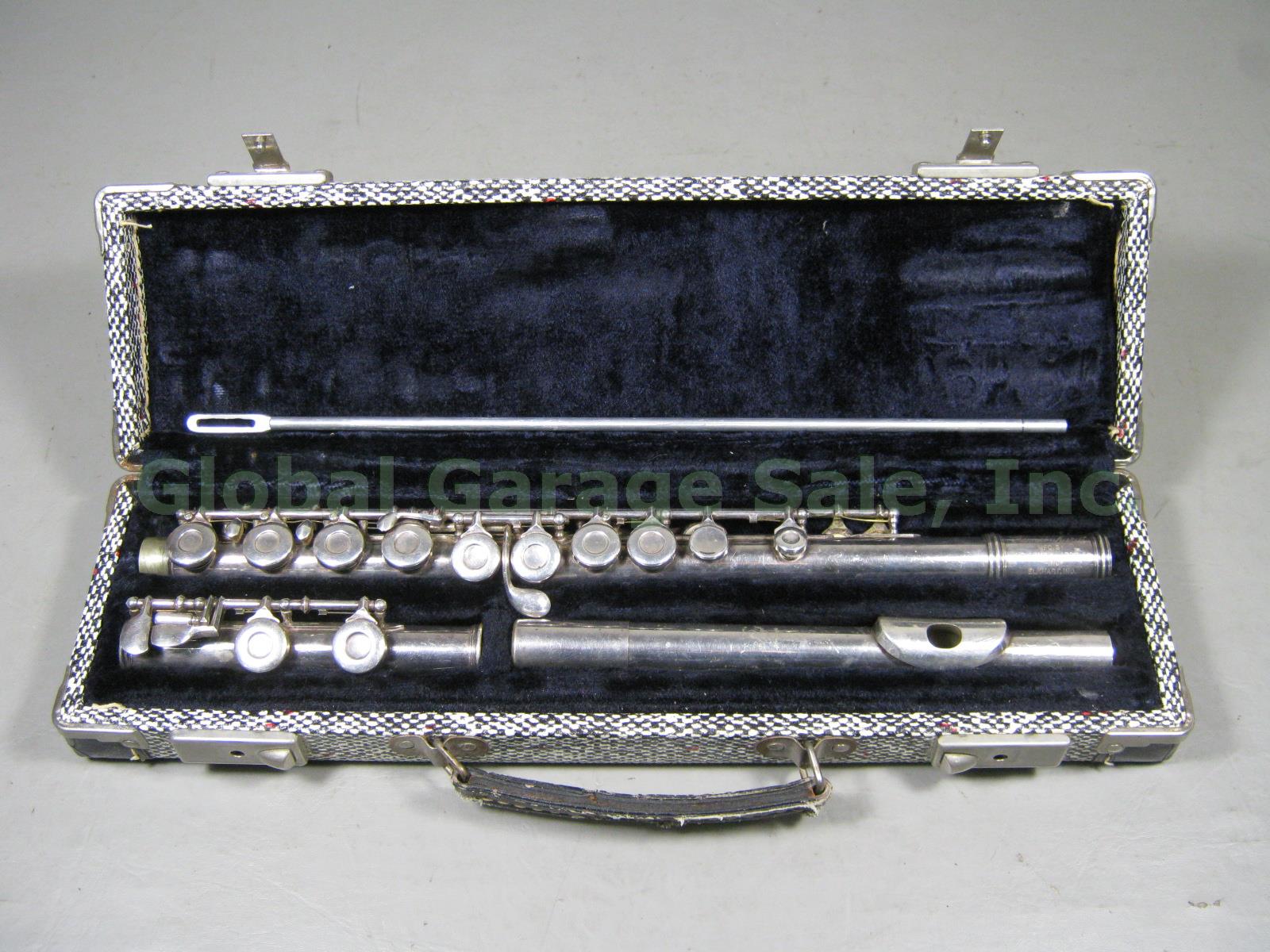 Vtg KG Gemeinhardt M1 Closed Hole Silver Flute Serial 13428 +Case Elkhart Ind NR