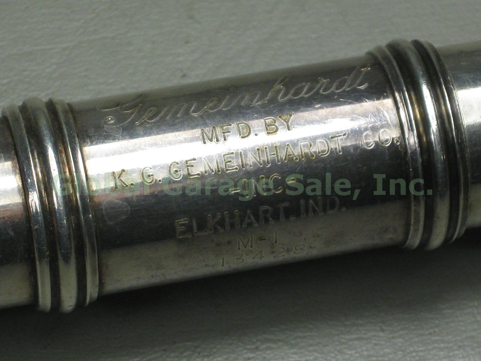 Vtg KG Gemeinhardt M1 Closed Hole Silver Flute Serial 13428 +Case Elkhart Ind NR 3