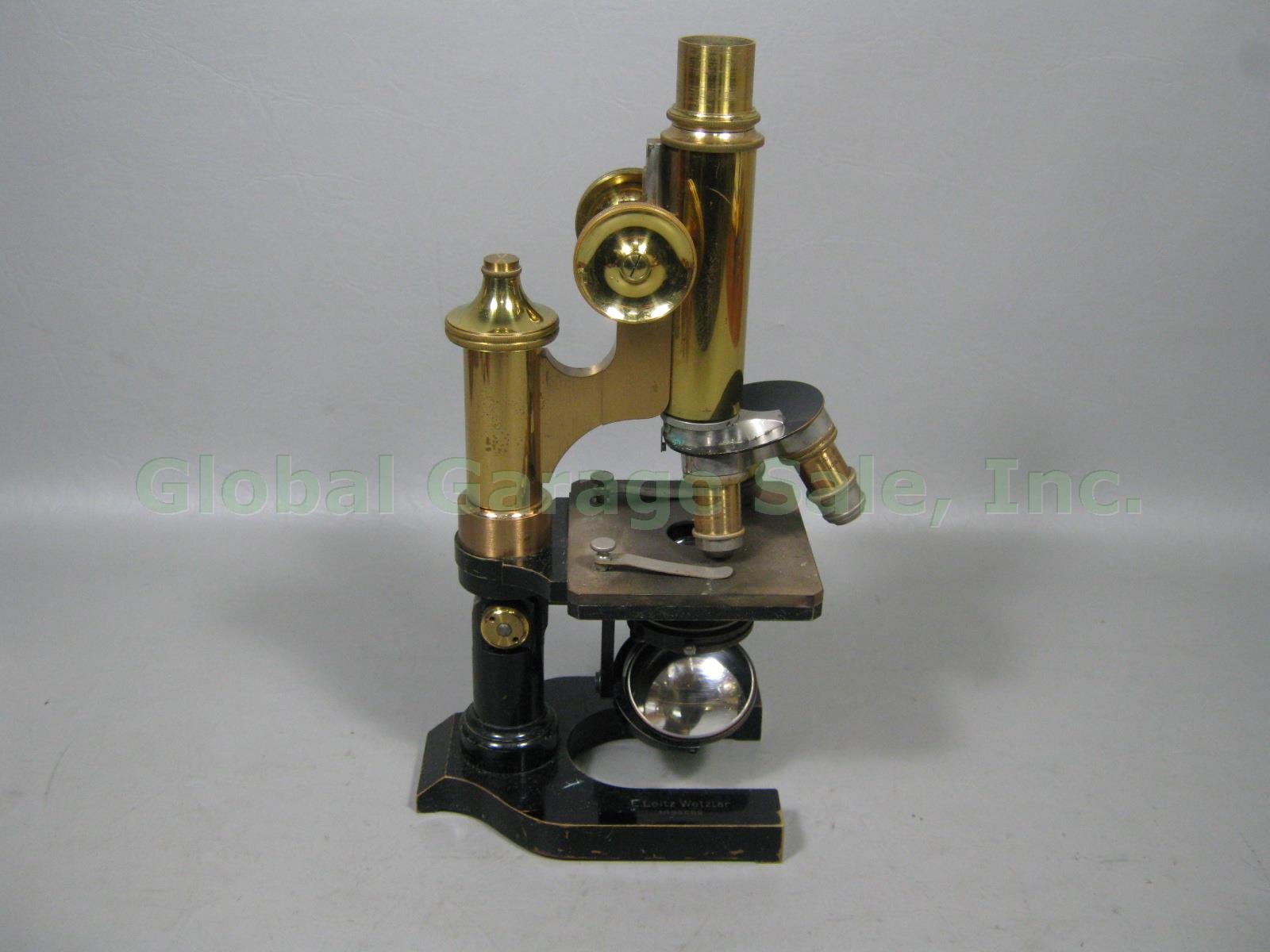 Vtg Antique E Leitz Wetzlar Brass Microscope 94062 Oil Immersion Objective +Case 1