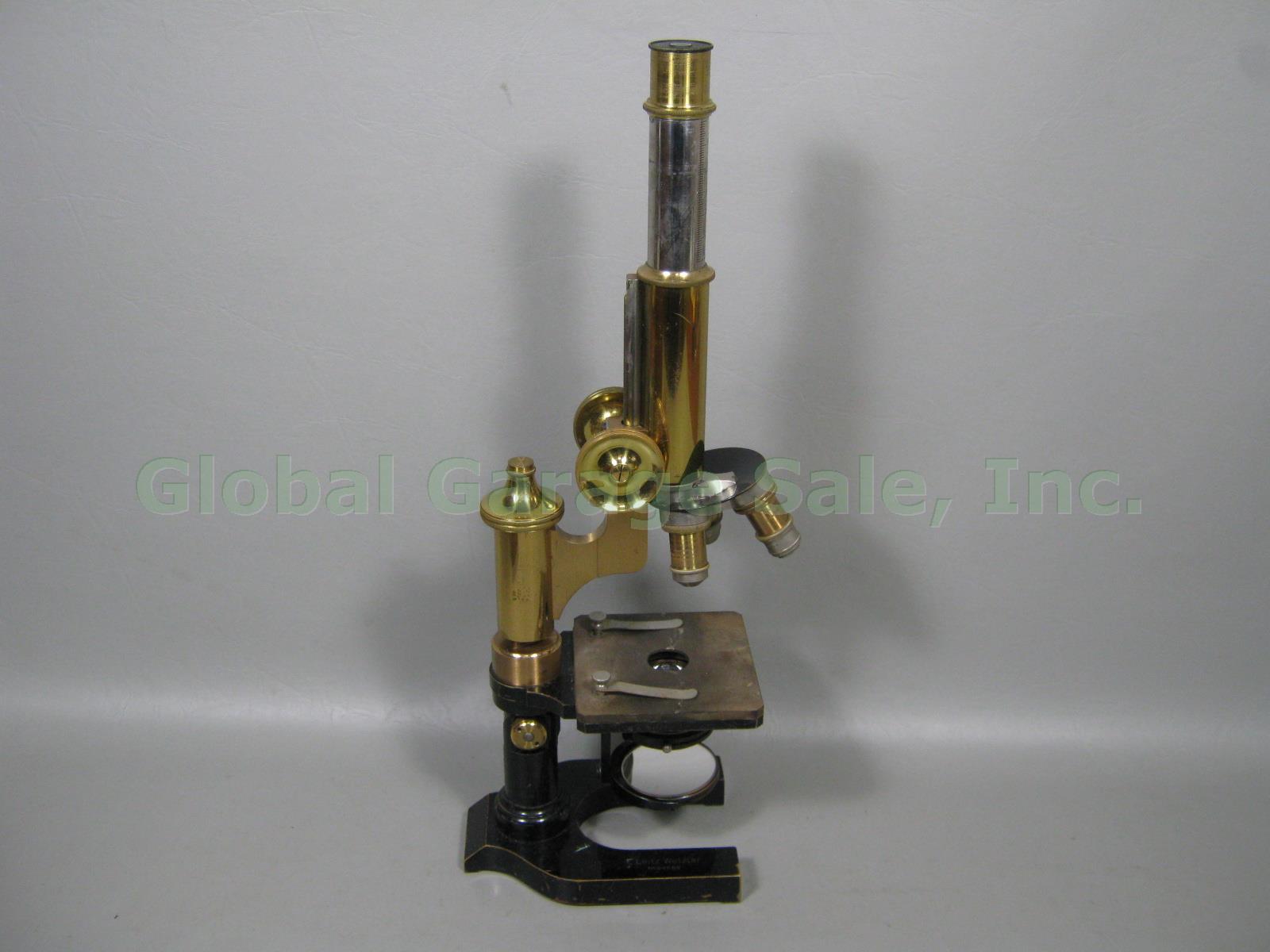 Vtg Antique E Leitz Wetzlar Brass Microscope 94062 Oil Immersion Objective +Case 2