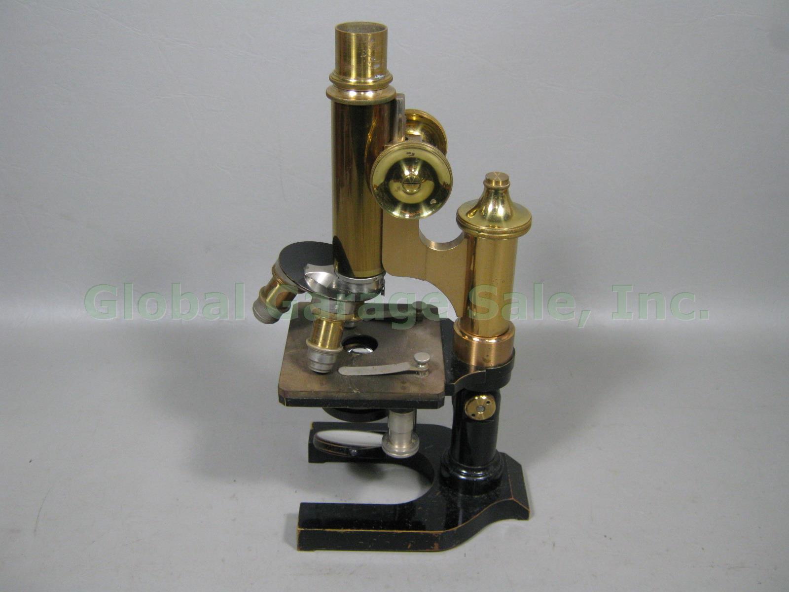 Vtg Antique E Leitz Wetzlar Brass Microscope 94062 Oil Immersion Objective +Case 5