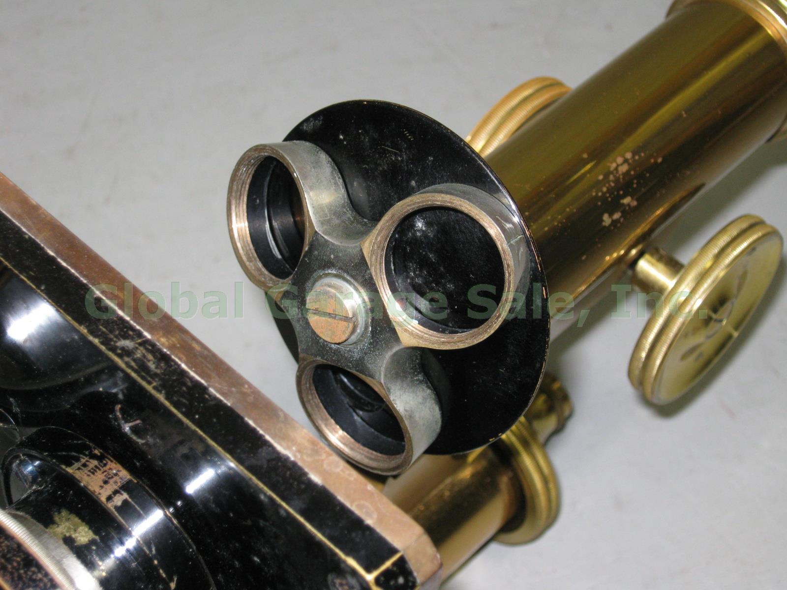 Vtg Antique E Leitz Wetzlar Brass Microscope 94062 Oil Immersion Objective +Case 10
