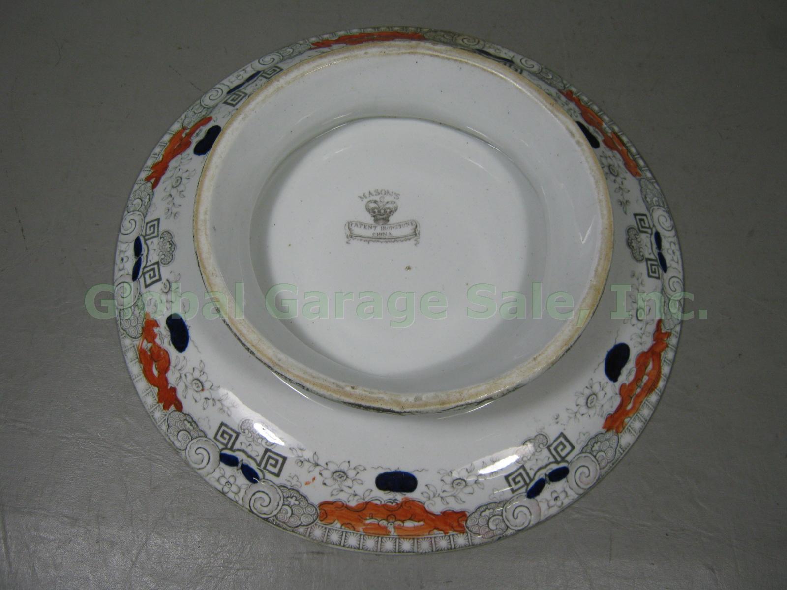 Antique Masons Patent Ironstone Gaudy Willow Cake Plate Pedestal Platter 11.5" 6