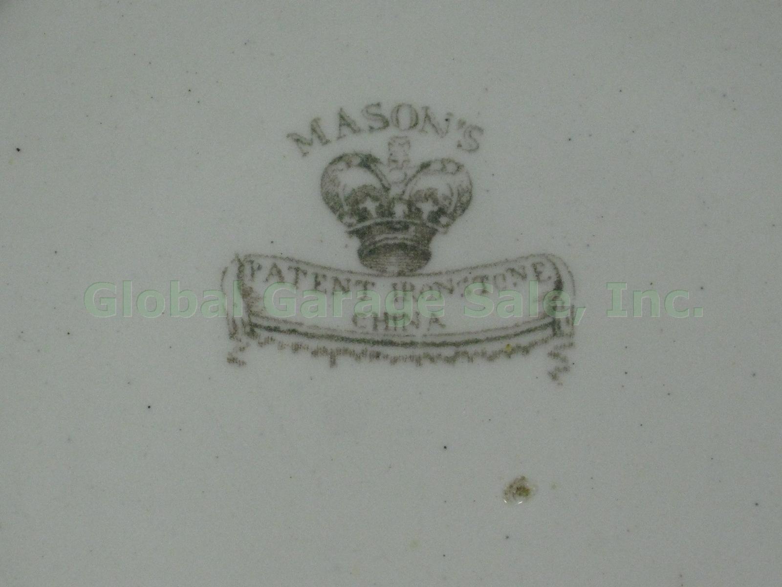 Antique Masons Patent Ironstone Gaudy Willow Cake Plate Pedestal Platter 11.5" 7