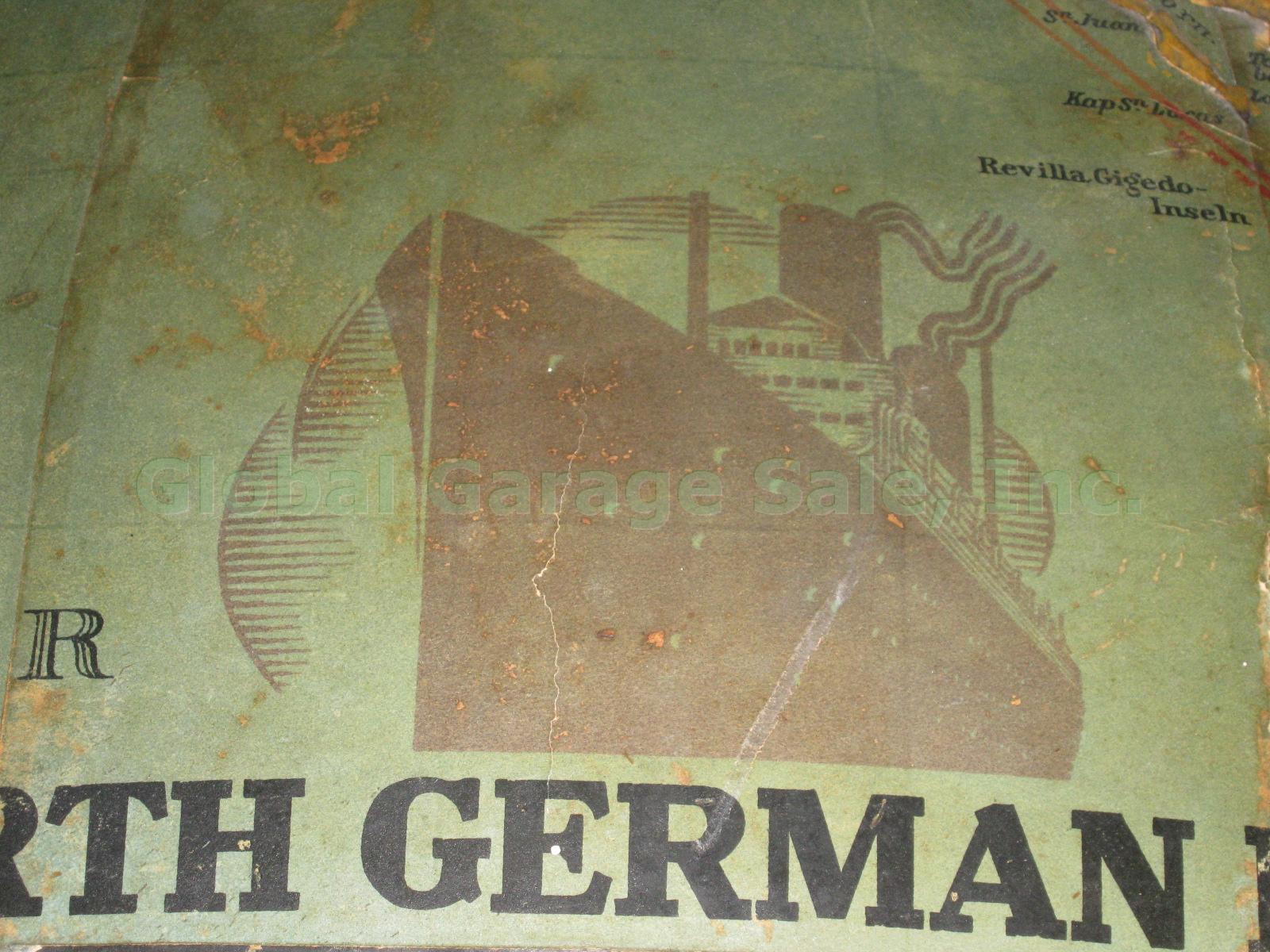 Antique c.1902 Rath 26" World Globe North German Lloyd Bremen Shipping Routes 3