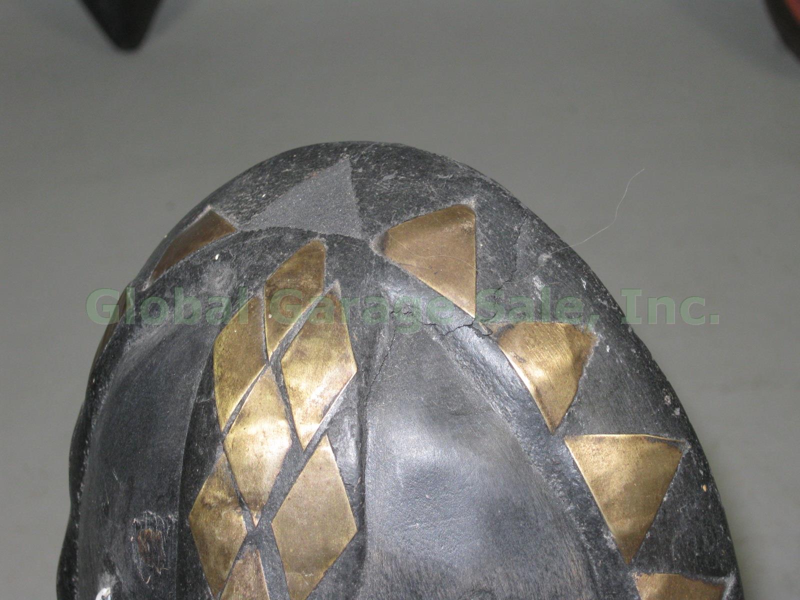 7 Vtg Ghana African Tribal Carved Wood Wall Decor Masks Set Lot Beaded W/ Shells 7