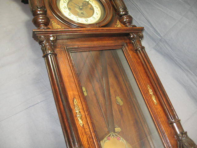 Antique Gustav Becker German Split Spindle Wall Clock 14