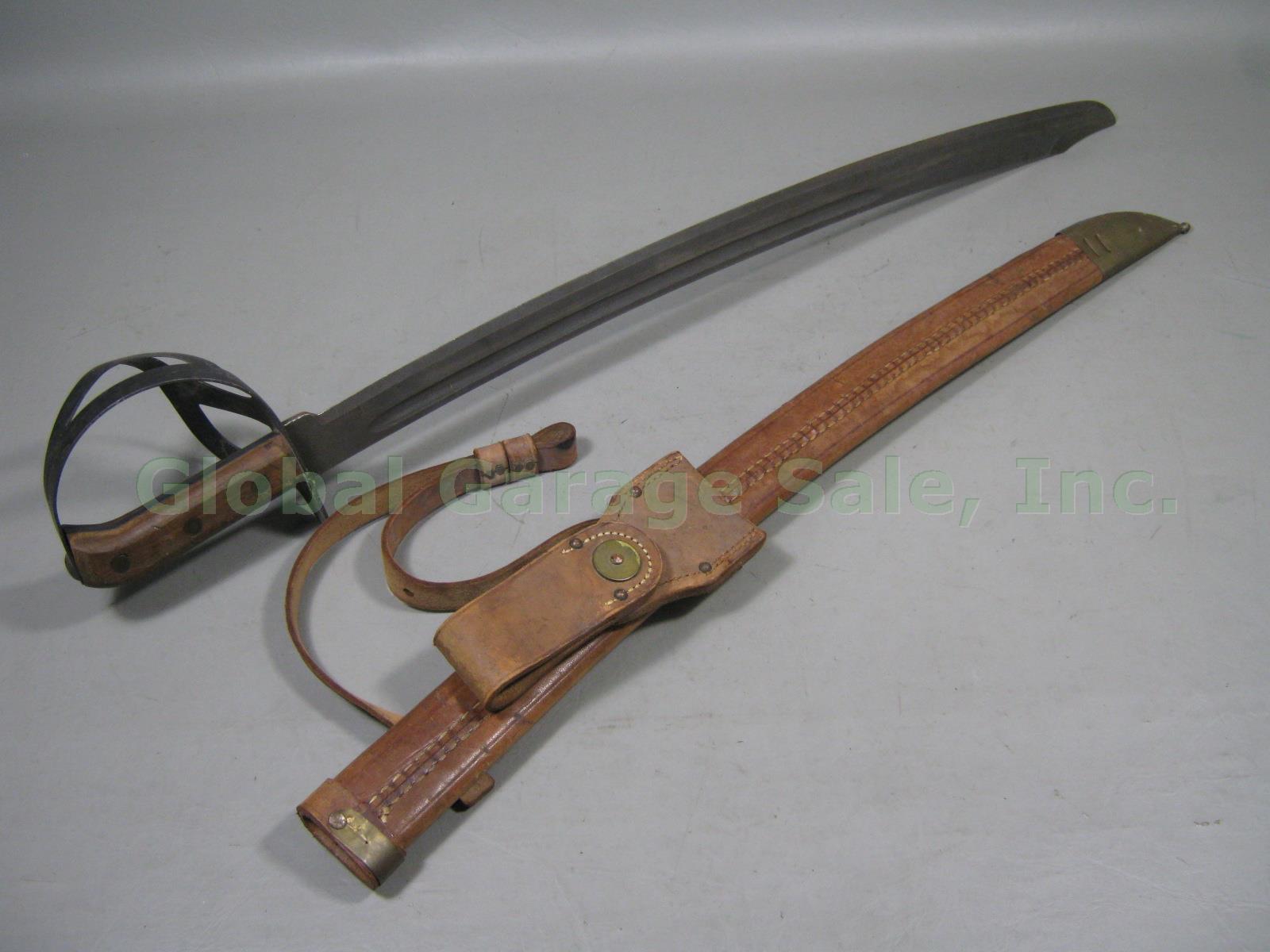 Vtg Milsco USN Navy Naval Klewang Cutlass Sword W/ Original Leather Scabbard NR! 3