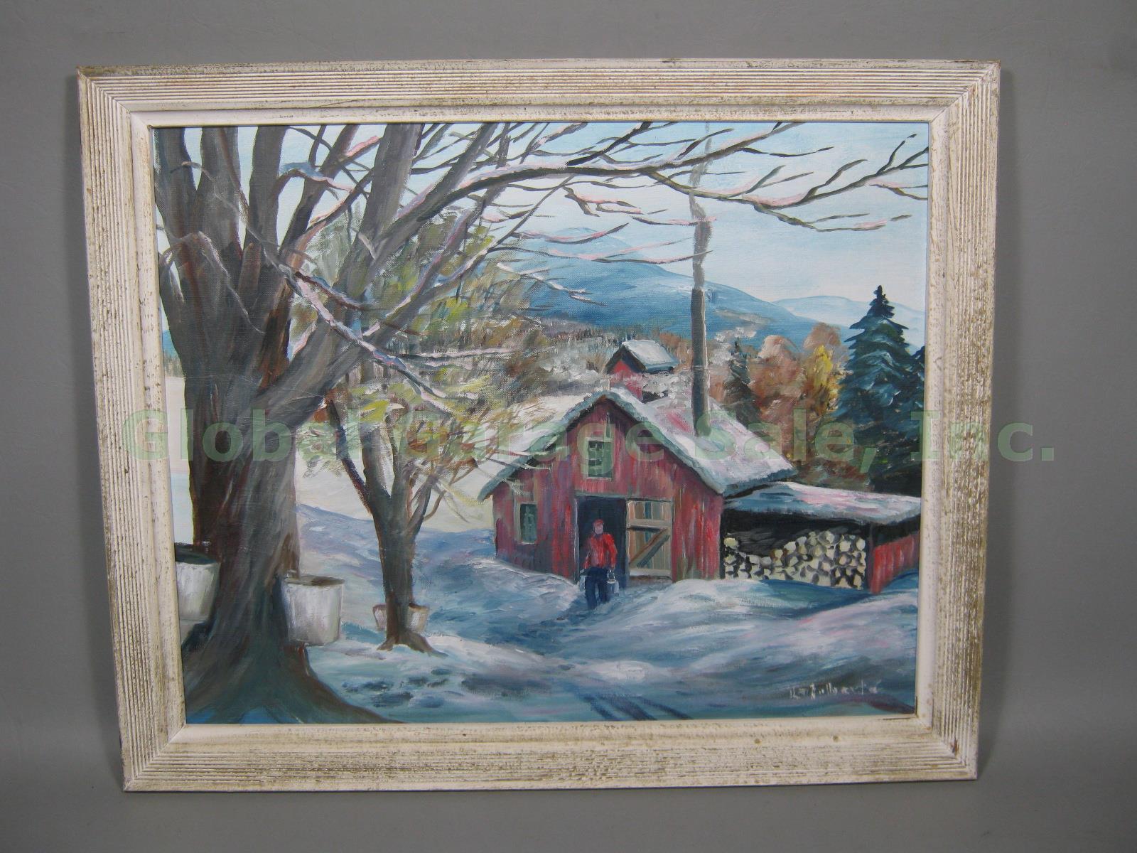 Original Signed Oil Painting Maple Sugar House Vermont Artist Mary Laliberte NR!