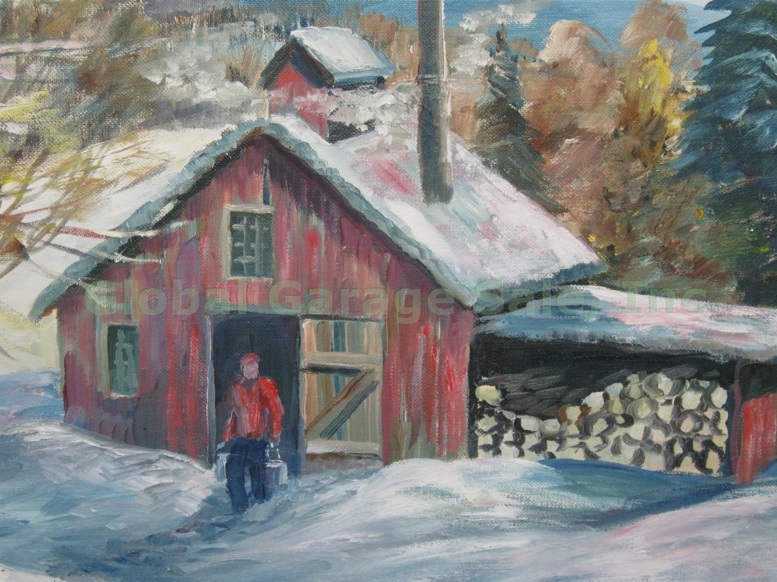 Original Signed Oil Painting Maple Sugar House Vermont Artist Mary Laliberte NR! 1